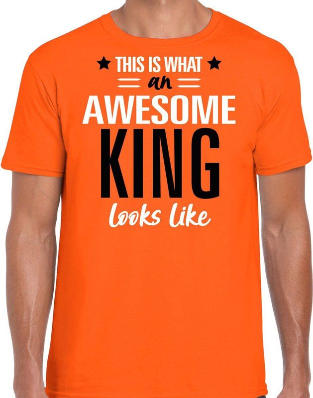 Bellatio Decorations Oranje Koningsdag t-shirt - awesome king - heren