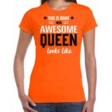 Bellatio Decorations oranje Koningsdag t-shirt - awesome queen - dames