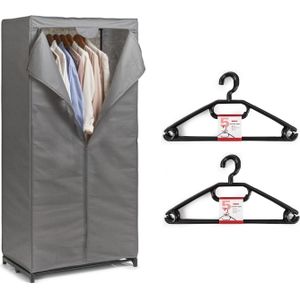 Mobiele Kledingkast met Kleding Hangers - Enkele Stang - Kunststof - Grijs - 50 X 160 X 75 cm