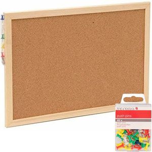 Prikbord incl. 40x punaises gekleurd - 30 x 45 cm - kurk