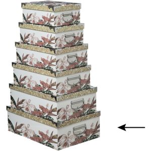 5Five Opbergdoos/Box - Wit - L48 X B33.5 X H16 cm - Stevig Karton - Junglebox
