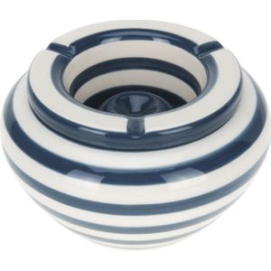 Excellent Houseware Stormasbak Gestreept - Blauw/Wit - Dia 14 cm - Keramiek