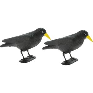 Raaf/kraai - 2x - zwart - vogelverjager - 35 cm - diervriendelijke vogelverschrikker