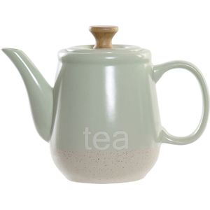 Items Kitchen Theepot Ceylon - keramiek/hout - 1000 ml - groen/beige