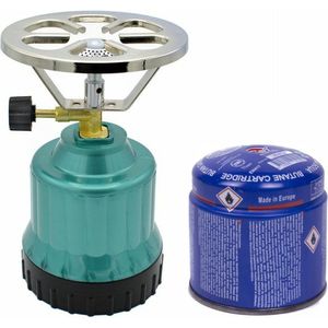 Camping Kookstel - Kunststof - Groen - Incl. Gas Navulling Priktank - 190 Gram