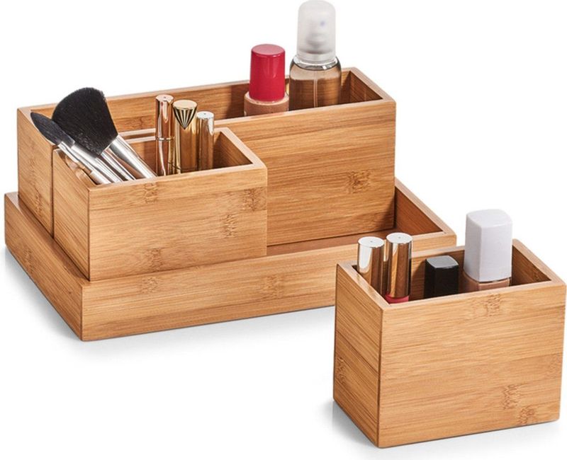 Zeller make-up organizer - 28 x 18 x 11 cm - bamboe hout