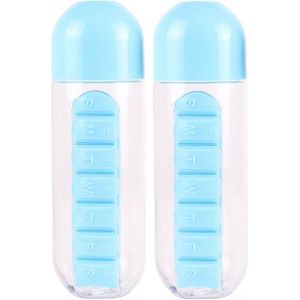 Benson Fles - 2x - medicijnen doos - 600 ml - 7-vaks - 23 cm - Pillendoos