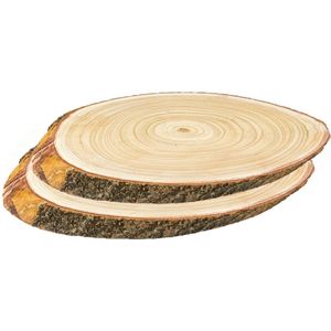 Decoratie Boomschijven/Boomschors Schijven -hout - 2x -51 X 32 X 4 cm -ovaal