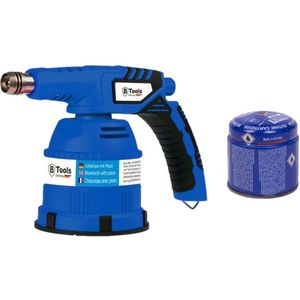 Gasbrander/soldeerbrander - verstelbaar - blauw - incl. gas navulling 190 gram