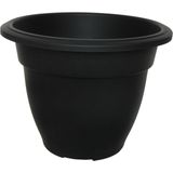 Buiten plantenpot/bloempot/planter - zwart - kunststof - D30 x H23 cm