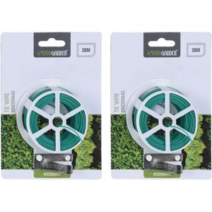 IJzerdraad / planten binddraad / staaldraad - 2x - groen - ommanteld - 30 meter - geschikt voor planten