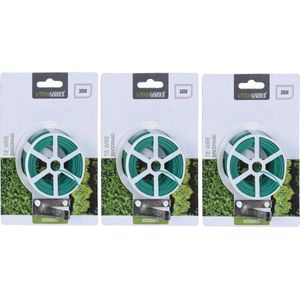 IJzerdraad / planten binddraad / staaldraad - 3x - groen - ommanteld - 30 meter