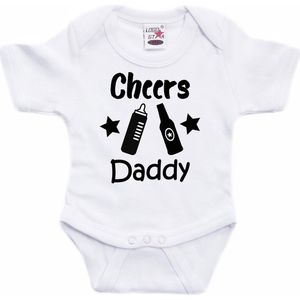Bellatio Decorations - Rompertje - Wit - 100% Katoen - Cheers Daddy