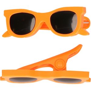Handdoekklem/handdoek knijpers - oranje zonnebril - 4x - kunststof