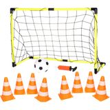 Voetbalgoal/voetbaldoel met bal en pomp incl. 8x oranje/witte pionnen