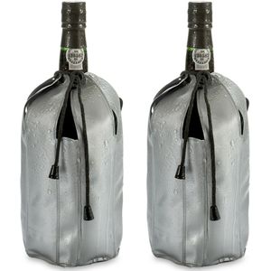 Wijnkoeler/flessenkoeler/koelhoud hoesje - 2x - voor flessen - wijn/water/champagne - 25 cm