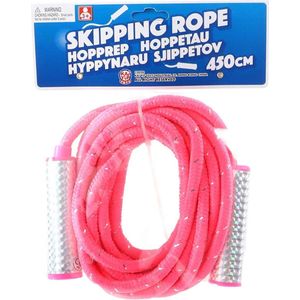 Jonotoys Springtouw speelgoed met glitters - roze - 450 cm - buitenspeelgoed