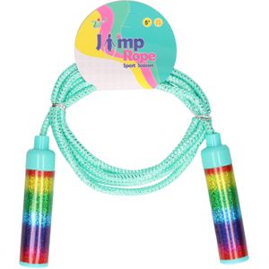 Kids Fun Springtouw Speelgoed Rainbow Glitters - Groen - 210 cm - Buitenspeelgoed