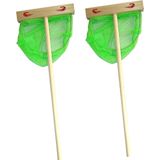 Gebro visnet/garnalennet/schepnet - 2x - neon groen - 80 x 20 cm