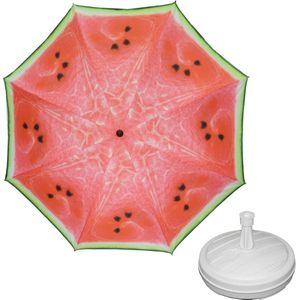 Parasol - Watermeloen fruit - D160 cm - incl. draagtas - parasolvoet - 42 cm