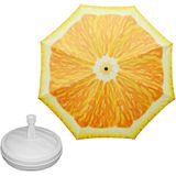 Parasol - Sinaasappel fruit - D160 cm - incl. draagtas - parasolvoet - 42 cm