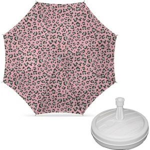 Parasol - luipaard roze print - D160 cm - incl. draagtas - parasolvoet - 42 cm - Parasols