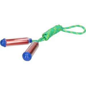 Springtouw - met kunststof handvatten - groen/rood - 210 cm - speelgoed