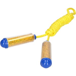 Springtouw - met kunststof handvatten - geel/goud - 210 cm - speelgoed - Springtouwen