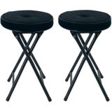 Home & Styling Bijzet krukje/stoel - 2x - Opvouwbaar - Blauw - Ribcord - D33 x H49 cm
