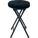 Home &amp; Styling Bijzet krukje/stoel - 4x - Opvouwbaar - Blauw - Ribcord - D33 x H49 cm