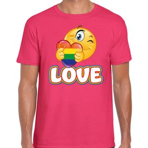 Bellatio Decorations Gay Pride shirt - love - regenboog - heren - roze