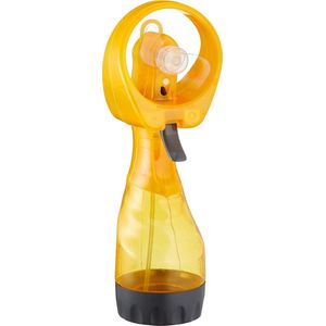 Cepewa Ventilator/waterverstuiver voor in je hand - Verkoeling in zomer - 25 cm - Geel
