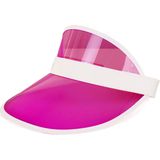 Verkleed zonneklep/sunvisor - voor volwassenen - roze/wit - Carnaval hoed