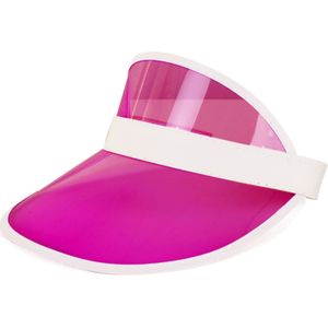Verkleed zonneklep/sunvisor - voor volwassenen - roze/wit - Carnaval hoed