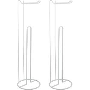 Wc/toiletrolhouder reservoir - 2x - metaal - wit - 54 cm - Voor 4/5 rollen - Toiletrolhouders