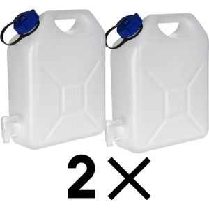 Jerrycan voor water - 2x - 5 liter  - Kunststof - met kraantje en dop