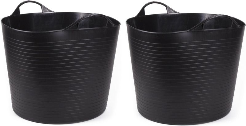 Benson Wasmand - 2x - flexibel - rond - zwart - 45 liter - Emmer