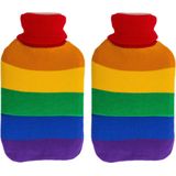 Warmwater kruik - 2x - Pride/regenboog thema kleuren - 2 liter - 18 x 34 cm