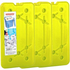 Plasticforte koelelementen 450 gram - 3x - 14 x 25 x 1 cm - geel - voor koelbox en koeltas