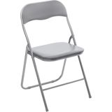 5Five Klapstoel met pvc zitting - 4x - lichtgrijs - 44 x 48 x 79 cm - metaal - Bijzet stoelen - Inklapbaar