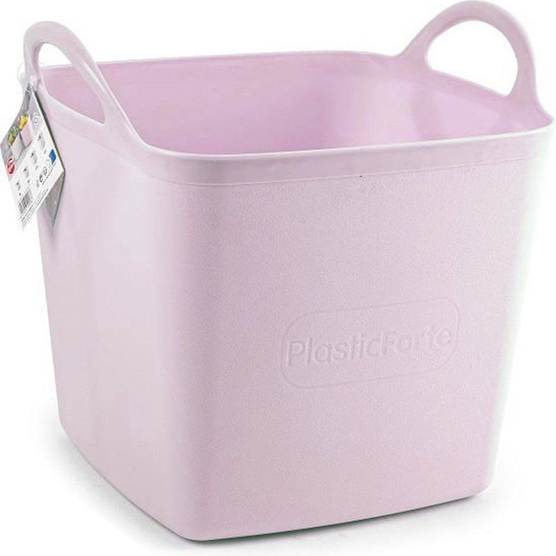 PlasticForte Kuip/emmer/wasmand - flexibel - roze - 43 liter - vierkant - kunststof - 40 x 40 x 44 cm