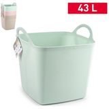Plasticforte Kuip/emmer/wasmand - flexibel - lichtgroen - 43 liter - vierkant - kunststof - 40 x 40 x 44 cm