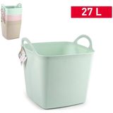 Plasticforte Kuip/emmer/wasmand - flexibel - roze - 27 liter - vierkant - kunststof - 36 x 34 x 37 cm