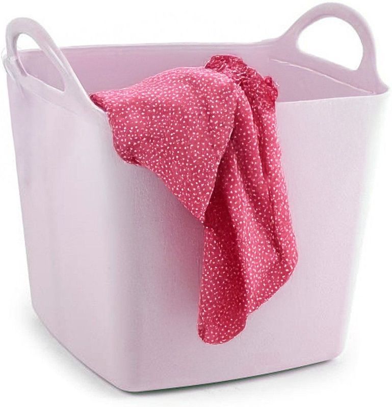 Plasticforte Kuip/emmer/wasmand - flexibel - roze - 27 liter - vierkant - kunststof - 36 x 34 x 37 cm