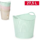 Plasticforte Gevlochten wasmand/opbergmand - flexibel - lichtgroen - 27 liter - rond - kunststof - 40 x 37 cm