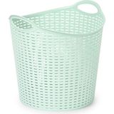 Plasticforte Gevlochten wasmand/opbergmand - flexibel - lichtgroen - 27 liter - rond - kunststof - 40 x 37 cm