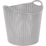 Plasticforte Gevlochten wasmand/opbergmand - flexibel - zilver - 27 liter - rond - kunststof - 40 x 37 cm