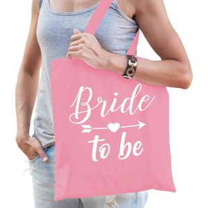 Bride to be tas - bruiloft/vrijgezellenfeest - roze - katoen - 42 x 38 cm - Feest Boodschappentassen