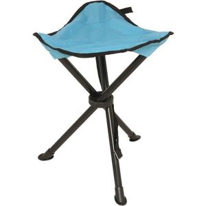 Opvouwbaar krukje - driepoot - camping/outdoor - lichtblauw - D34 x H40 cm - Campingkrukjes