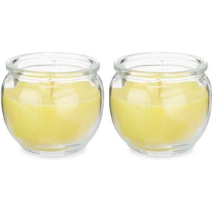 Ibergarden Citronella kaars in houder - 2x - glas - 20 branduren